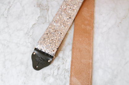 Custom wide 3" Silver 'Sequin' Guitar/Bass Hippie Strap