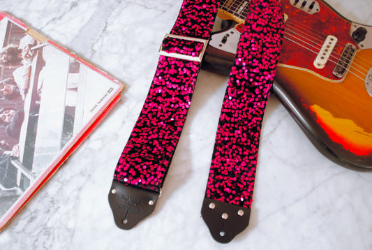Custom wide 3" Pink 'Sequin' Guitar/Bass Hippie Strap