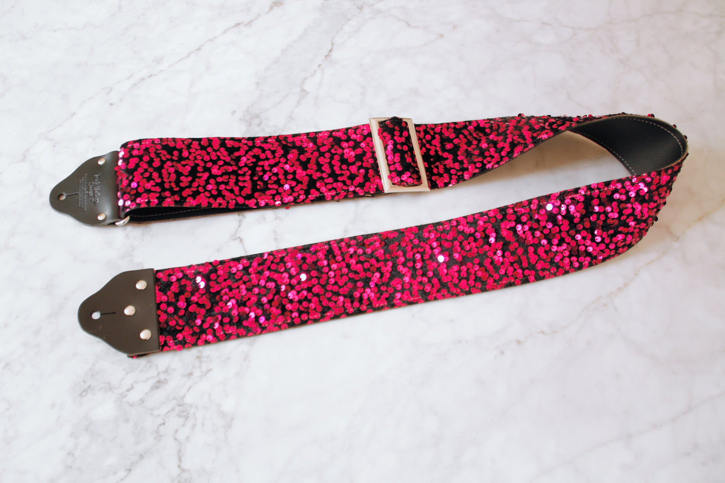Custom wide 3" Pink 'Sequin' Guitar/Bass Hippie Strap