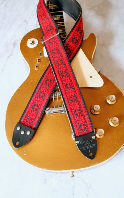 Red 'Poinsettia' Guitar/Bass Hippie Strap