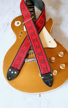 Load image into Gallery viewer, Red &#39;Poinsettia&#39; Guitar/Bass Hippie Strap
