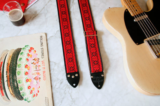 Red 'Poinsettia' Guitar/Bass Hippie Strap