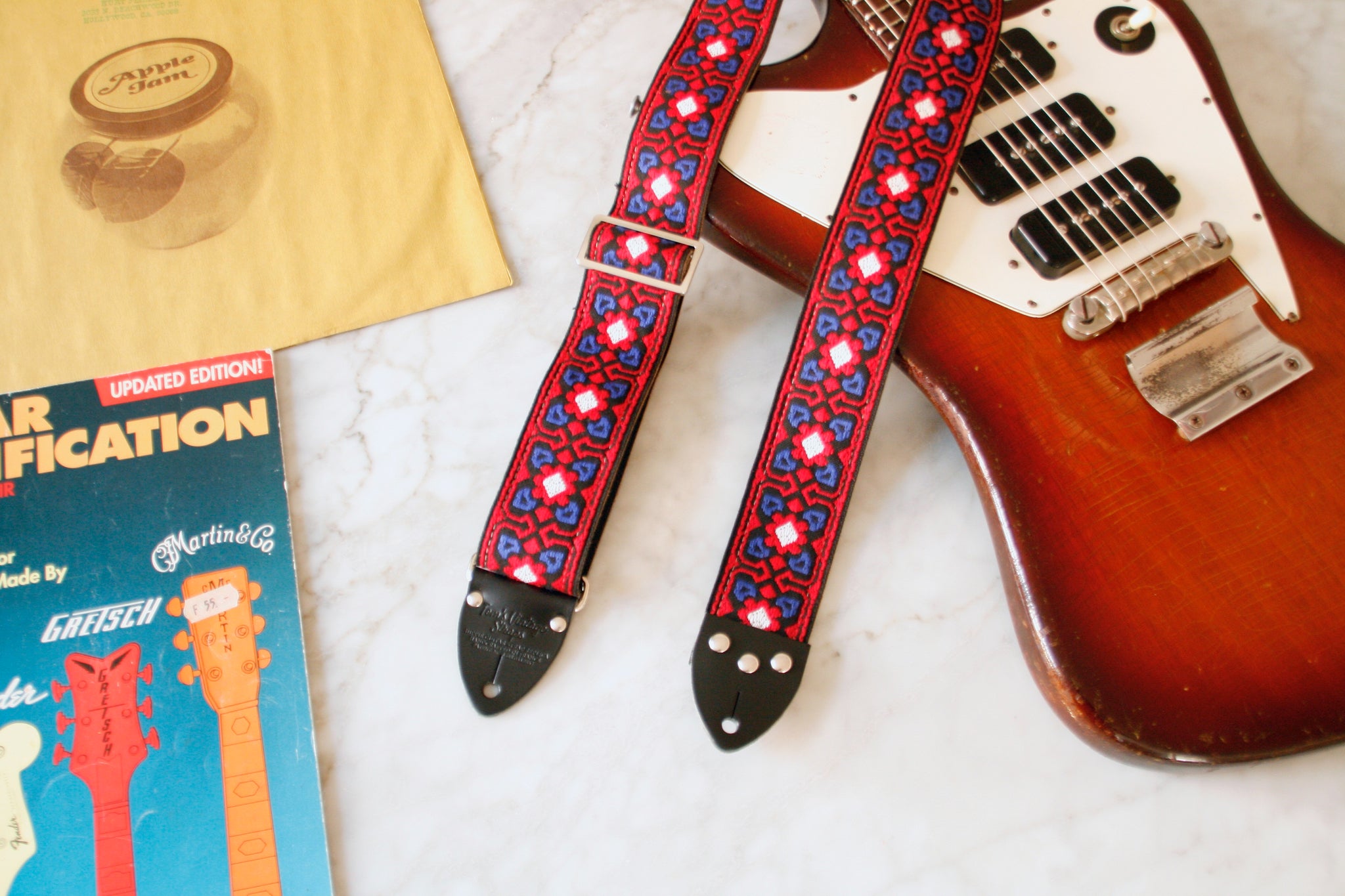 Red Fillmore Guitar Bass Hippie Strap Tom s Vintage Straps