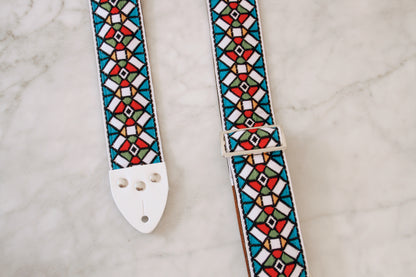 Blue 'Stained Glass' Guitar/Bass Hippie Strap