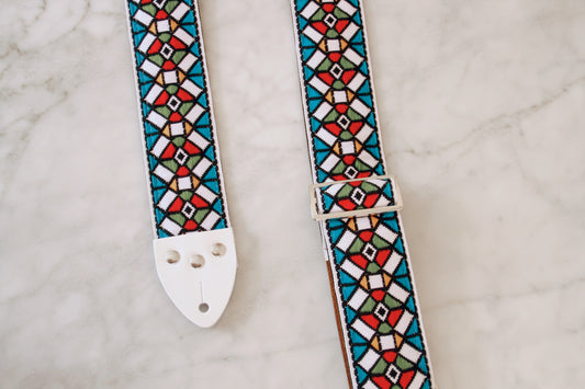 Blue 'Stained Glass' Guitar/Bass Hippie Strap