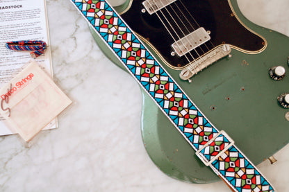 Blue 'Stained Glass' Guitar/Bass Hippie Strap
