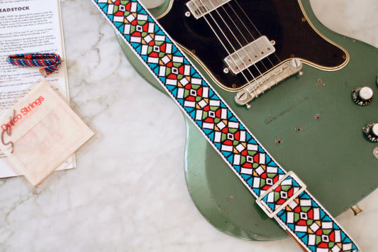 Blue 'Stained Glass' Guitar/Bass Hippie Strap