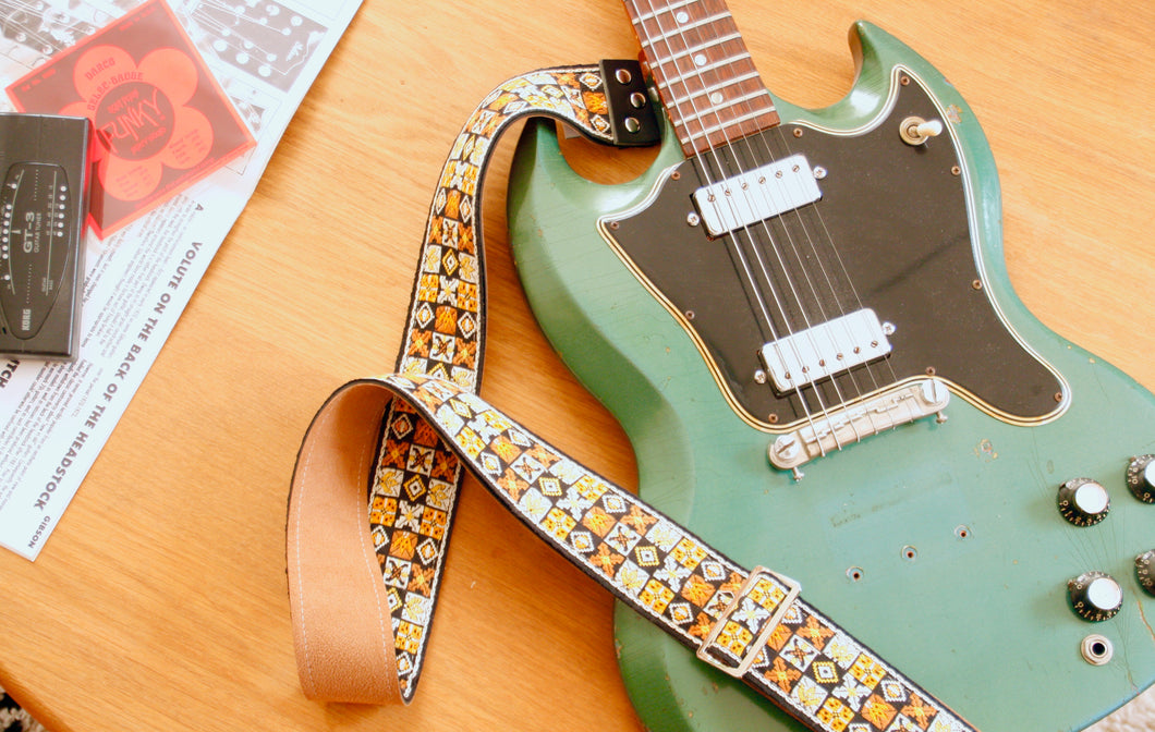 Gold 'Woodstock' Guitar Bass Hippie Strap
