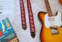 Load image into Gallery viewer, Purple &#39;Diamonds&#39; Guitar/Bass Hippie Strap
