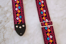Load image into Gallery viewer, Purple &#39;Diamonds&#39; Guitar/Bass Hippie Strap
