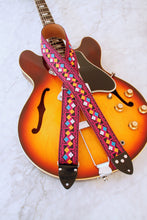 Load image into Gallery viewer, Purple &#39;Diamonds&#39; Guitar/Bass Hippie Strap
