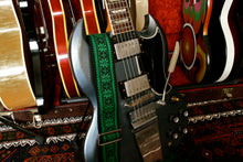 Load image into Gallery viewer, Green &#39;Poinsettia&#39; Guitar/Bass Hippie Strap
