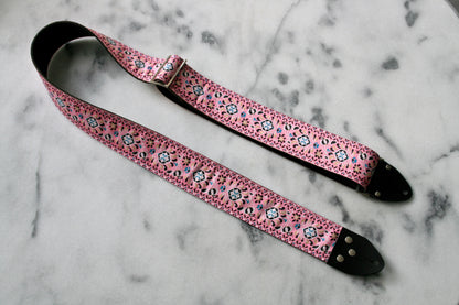 Pink 'Peacock' Guitar/Bass Hippie Strap