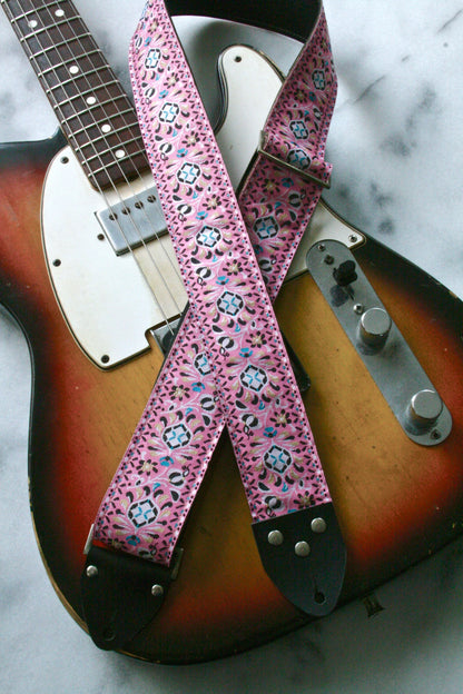 Pink 'Peacock' Guitar/Bass Hippie Strap