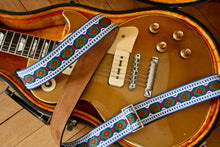 Load image into Gallery viewer, Blue &#39;Pillars&#39; Guitar/Bass Hippie Strap
