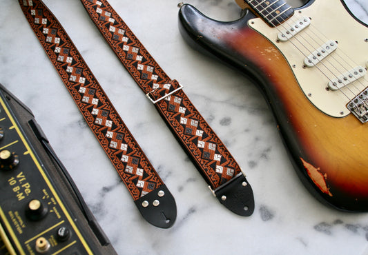 Brown 'Diamonds' Guitar/Bass Hippie Strap
