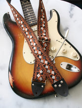 Load image into Gallery viewer, Brown &#39;Diamonds&#39; Guitar/Bass Hippie Strap
