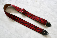 Load image into Gallery viewer, Red &#39;Crossroads&#39; Guitar/Bass Hippie Strap
