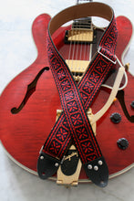 Load image into Gallery viewer, Red &#39;Crossroads&#39; Guitar/Bass Hippie Strap
