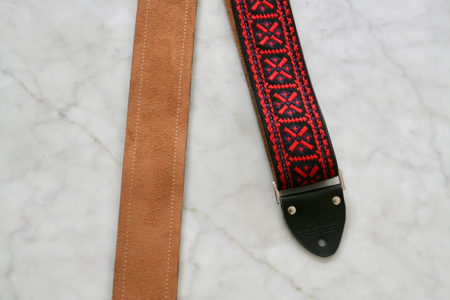 Red 'Crossroads' Guitar/Bass Hippie Strap
