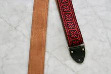 Load image into Gallery viewer, Red &#39;Crossroads&#39; Guitar/Bass Hippie Strap
