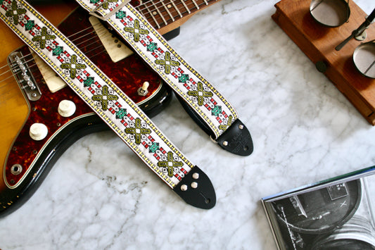 White 'Mojave' Guitar/Bass Hippie Strap