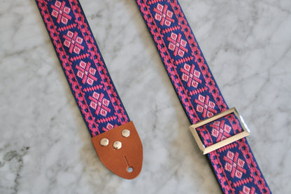 Pink 'Crossroads' Guitar/Bass Hippie Strap