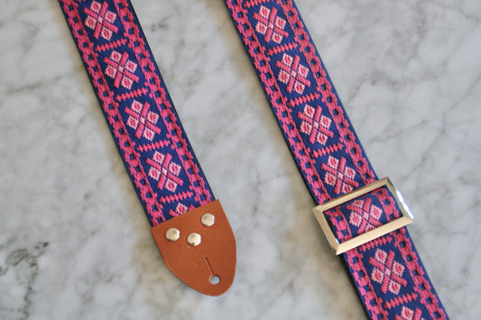 Pink 'Crossroads' Guitar/Bass Hippie Strap