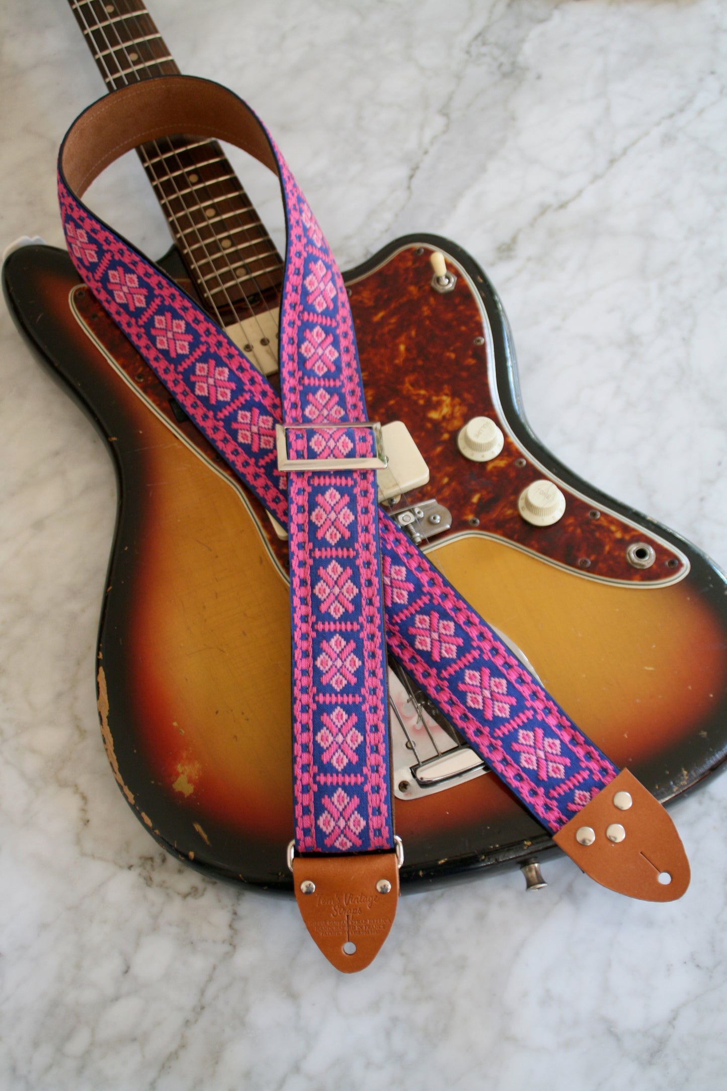 Pink 'Crossroads' Guitar/Bass Hippie Strap