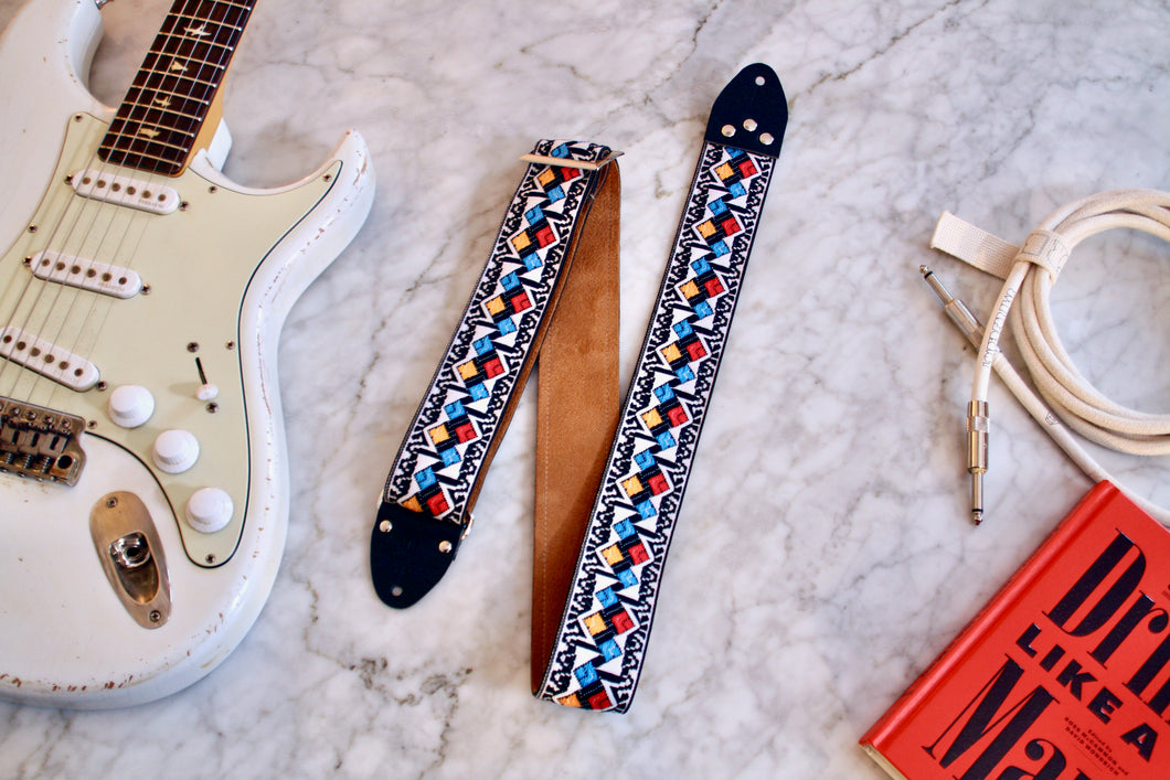 White 'Diamonds' Guitar/Bass Hippie Strap