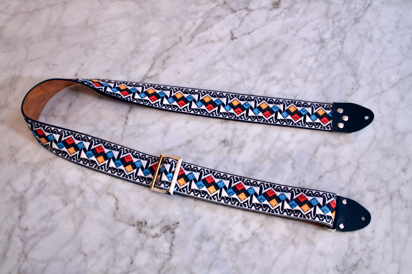 White 'Diamonds' Guitar/Bass Hippie Strap