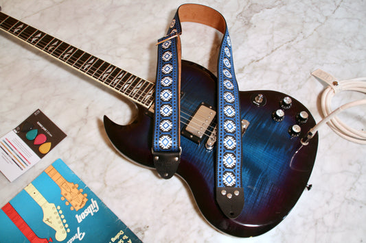 Indigo 'Pillars' Guitar/Bass Hippie Strap