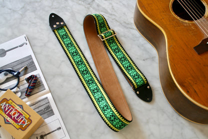 Mint Green 'Poinsettia' Guitar/Bass Hippie Strap