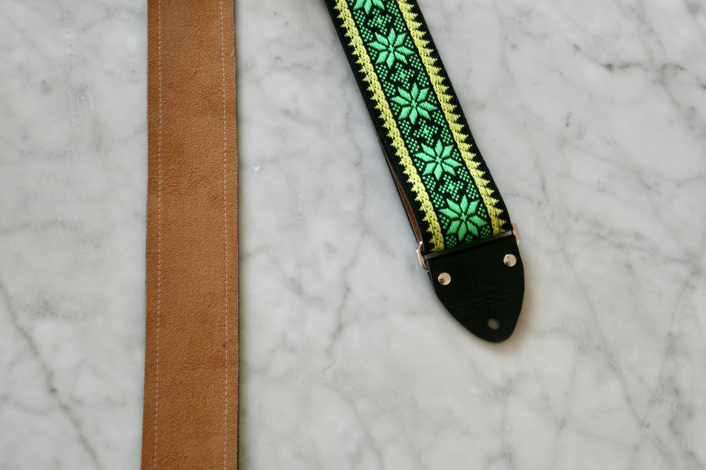 Mint Green 'Poinsettia' Guitar/Bass Hippie Strap