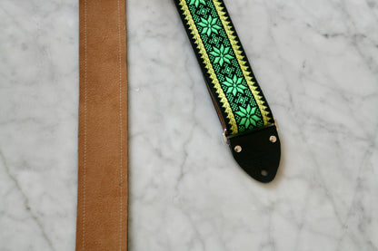 Mint Green 'Poinsettia' Guitar/Bass Hippie Strap