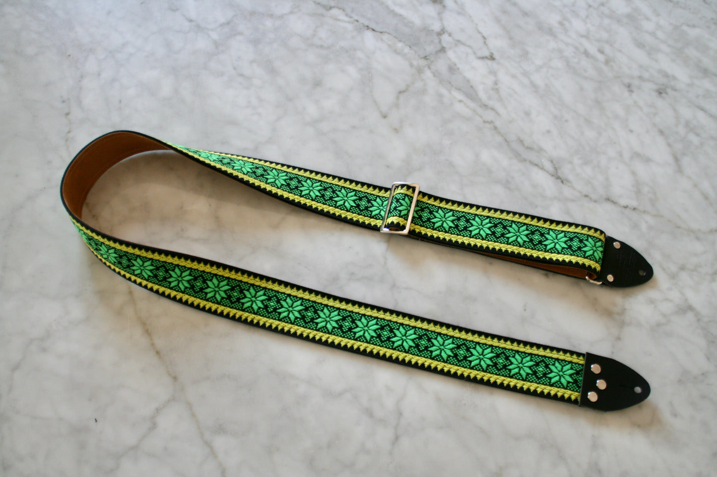 Mint Green 'Poinsettia' Guitar/Bass Hippie Strap