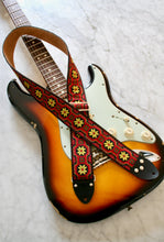 Load image into Gallery viewer, Red &#39;Snowflakes&#39; Guitar/Bass Hippie Strap
