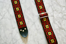 Load image into Gallery viewer, Red &#39;Snowflakes&#39; Guitar/Bass Hippie Strap
