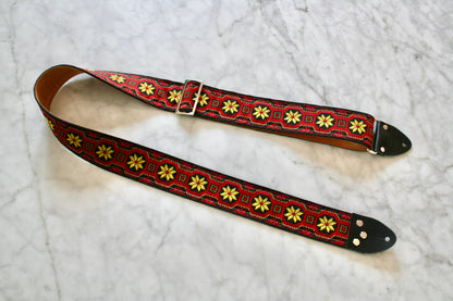 Red 'Snowflakes' Guitar/Bass Hippie Strap