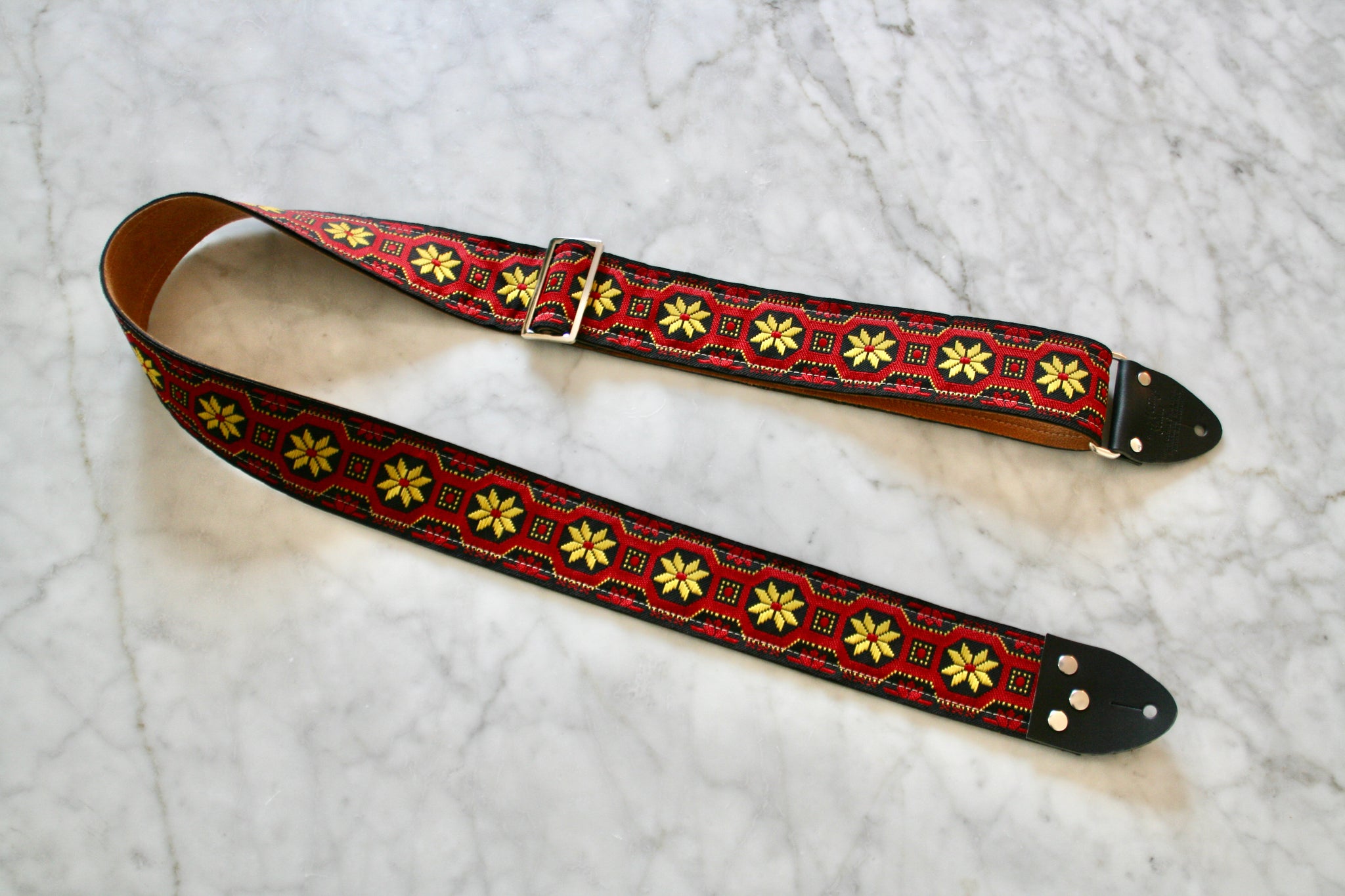 Red 'Snowflakes' Guitar/Bass Hippie Strap – Tom's Vintage Straps