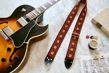 Load image into Gallery viewer, Red &#39;Snowflakes&#39; Guitar/Bass Hippie Strap
