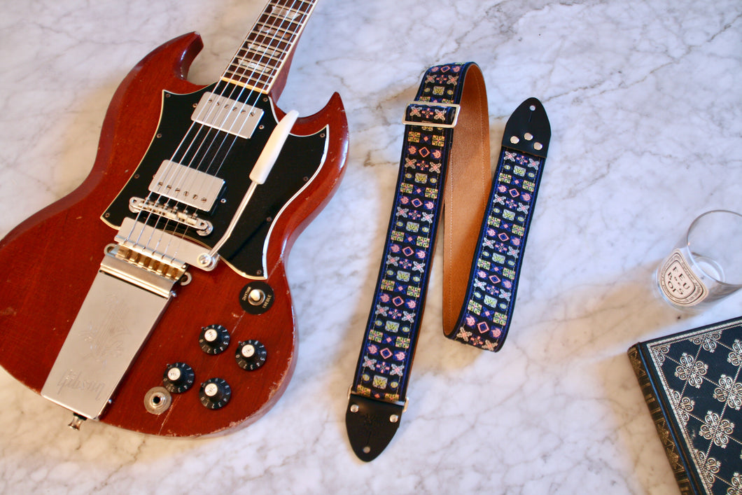 Purple 'Woodstock' Guitar Bass Hippie Strap