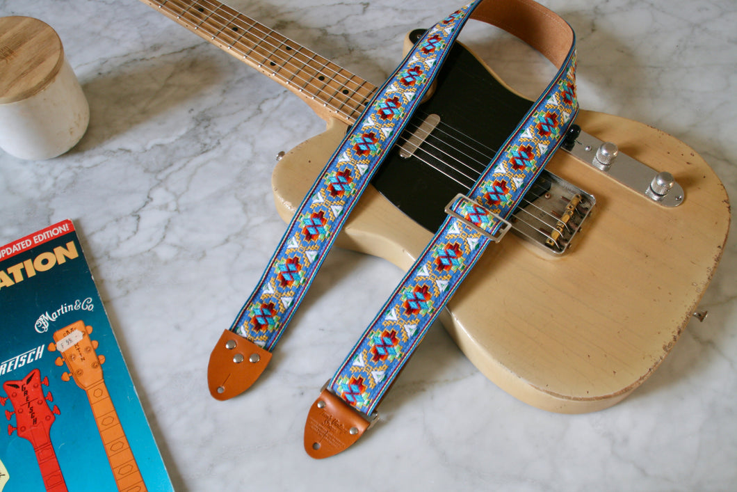 Blue 'Southwest' Guitar/Bass Hippie Strap