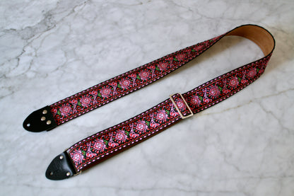 Crimson 'Peacock' Guitar/Bass Hippie Strap