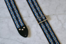 Load image into Gallery viewer, Blue &#39;Ikat&#39; Guitar/Bass Hippie Strap
