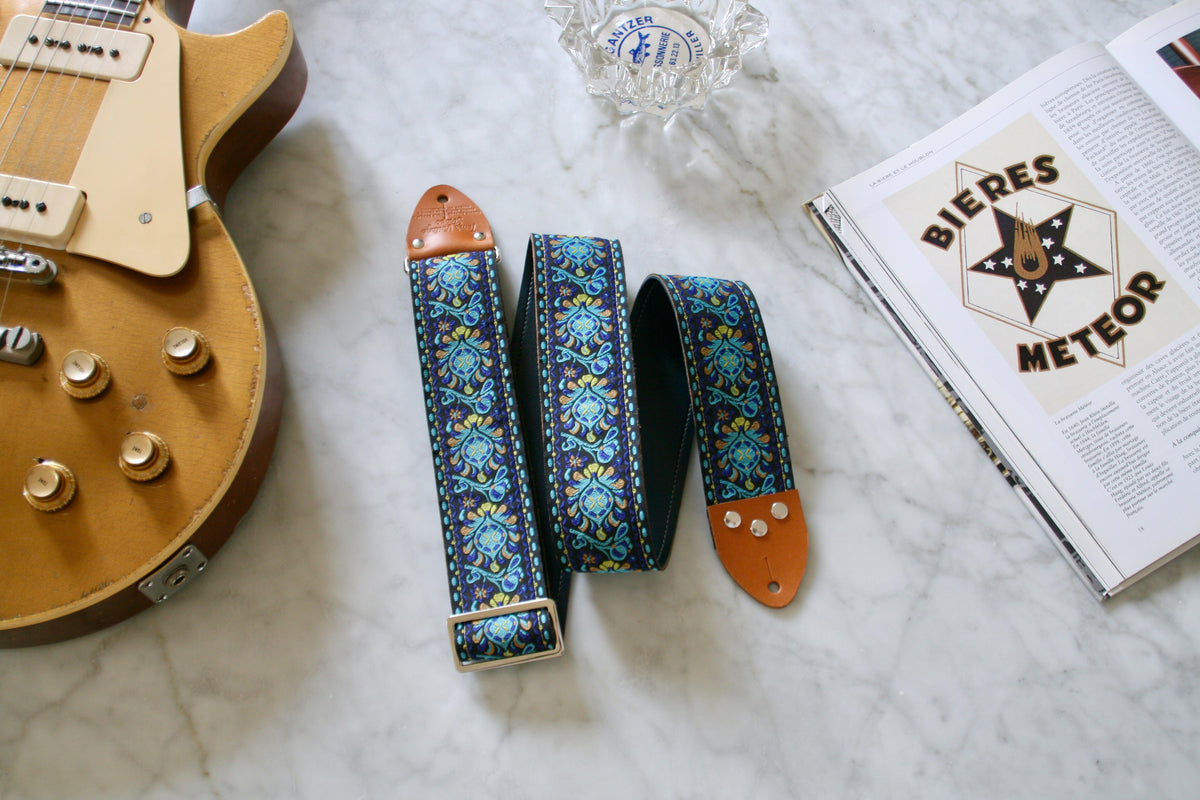 Blue 'Peacock' Guitar/Bass Hippie Strap