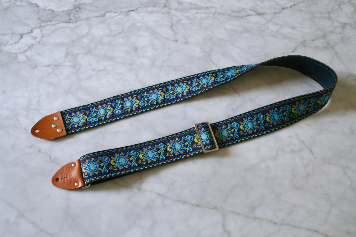 Blue 'Peacock' Guitar/Bass Hippie Strap