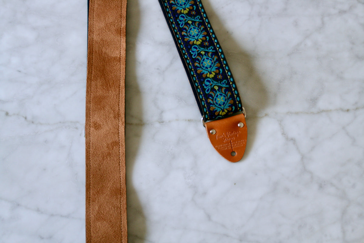 Blue 'Peacock' Guitar/Bass Hippie Strap