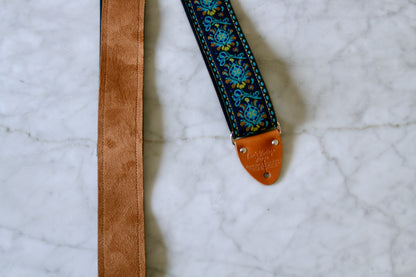 Blue 'Peacock' Guitar/Bass Hippie Strap