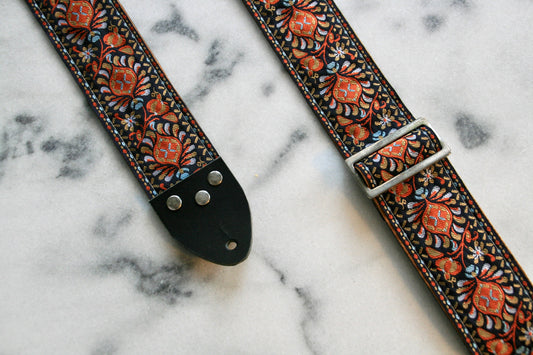 Red 'Peacock' Guitar/Bass Hippie Strap